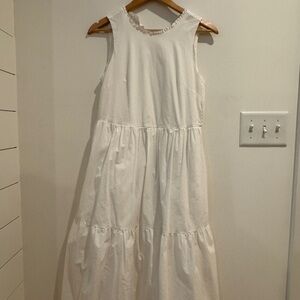 J. Crew Cream Tiered Sleeveless Sundress
